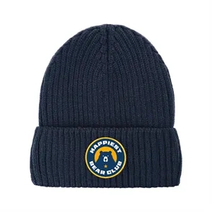 Custom Logo Ribbed Knit Cuffed Winter Beanie