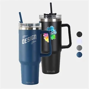 Premium 30 oz TiTUS® Stainless Steel Straw Travel Mug