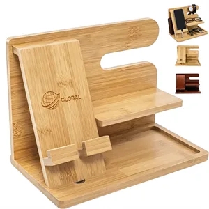 Wooden Phone Docking Station Nightstand Organizer