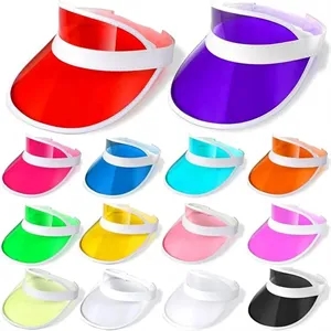 PVC Colorful Sun Hat Clear Transparent Visor Cap 