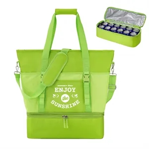 12 Can Premium Dual Compartment Beach Cooler Tote