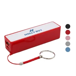 Plastic High Capacity USA made Power Bank w/ KeyRing + Cable