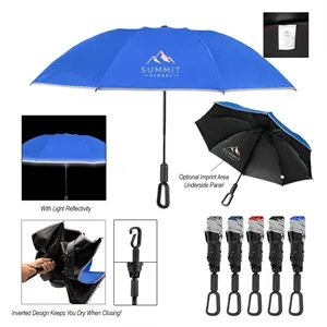 46" Arc Telescopic Inversion Umbrella With Carabiner Hand...