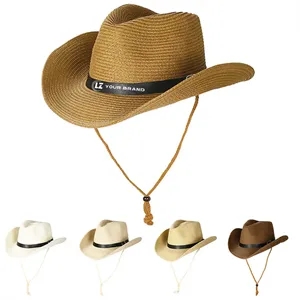Custom Straw Cowboy Hat With Logo Outdoor Event Gifts