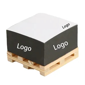 300 Sheets Sticky Memo Pad Block with Wooden Pallet Tray
