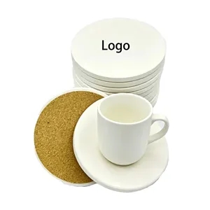 Absorbent Ceramic Table Coaster with Cork Base