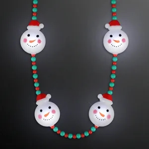 Light Up Snowman Necklace Fun Beads for Christmas