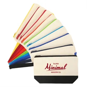 Zippered Cotton Canvas Cosmetic Pouch