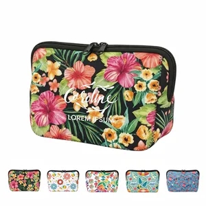 All-Over Full-Color Neoprene Makeup & Tech Organizer Bag