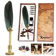 Vintage Feather Pen Gift Set W/ Ink & Stand Nibs | https://www.bestnamebadges.com