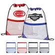 Clear Drawstring Backpack With Zipper Mesh Pocket | https://www.bestnamebadges.com