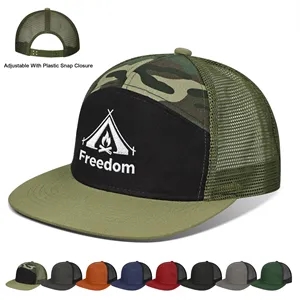 7 Panel Trucker Hat Cap W/ Mesh Back