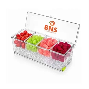 Clear PET 4 Compartment Snack &Seasoning Storage Box