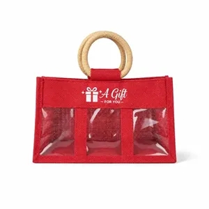Clear Front Jute Gift Bags