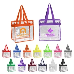 Clear PVC Stadium Approved Zipper Tote Bag 12"x12"x6"