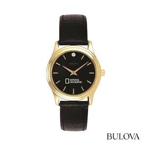 Bulova® Leather Strap Watch w/Diamond
