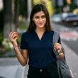 Women's Micro Pique Polo Shirt With Ribbed Collar | https://www.bestnamebadges.com