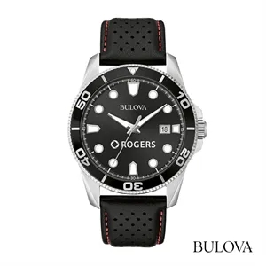 Bulova® Men's Leather Strap Watch w/Date