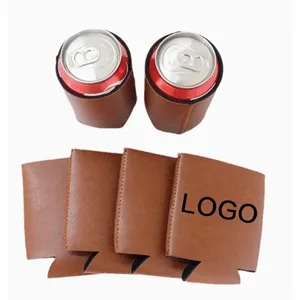 Leather Can Cooler Cover Sleeve