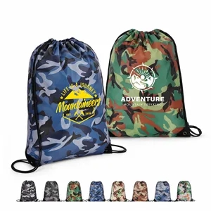 Camo Water-Resistant Drawstring Backpack