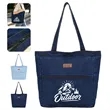 Large Reusable Zipper Denim Tote Bag For Work Travel | https://www.bestnamebadges.com