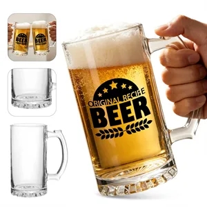 17Oz Clear Glass Beer Mugs With Handle
