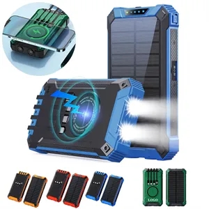 10000mAh Solar Power Bank with Wireless Charging & LED Light