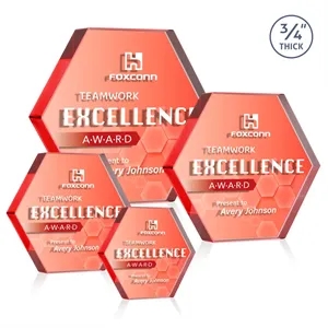 Gilford Hexagon VividPrint™ Double Sided Award -  Red