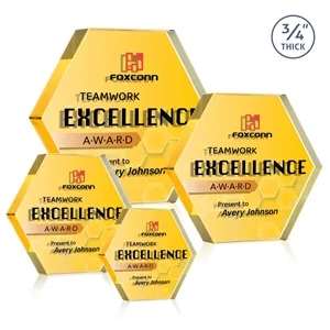 Gilford Hexagon VividPrint™ Double Sided Award - Gold