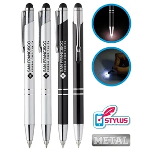 Union Printed, "Lucid" 3-in1 Metal LED Flashlight Stylus Pen