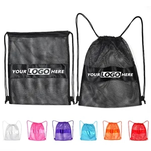 Mesh Drawstring Backpack Bag for Swimming Basketball