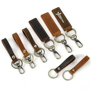 Portable Customizable Leather Keychain With Loop Clip