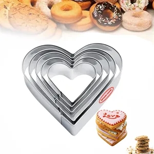 5-Pc Heart-Shaped Stainless Steel Cake And Cookie Cutter Set
