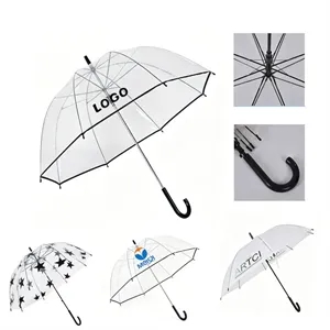 23"Arc Auto Open Clear Umbrella With J Handle