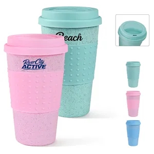 BPA Free 12Oz Reusable Wheat Straw Travel Cup W/ Lid