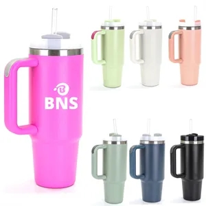 30 Oz Stainless Steel Tumbler With Handle And Straw