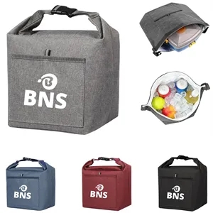 Roll Top Insulated Lunch Tote With Front Pocket