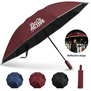 47" Arc Reverse Auto Folding Umbrella W/ Reflective Strip
