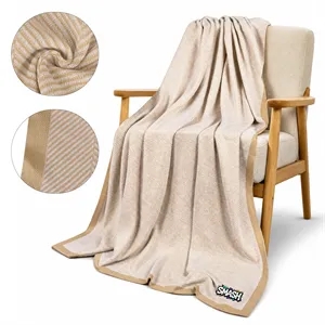 Embroidered Cozy Knitted Throw Blanket 51"x67"