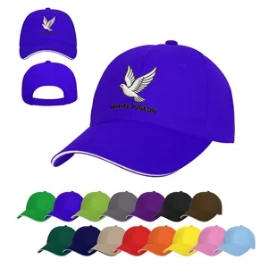 6 Panel Structured Cotton Twill Sandwich Baseball Cap