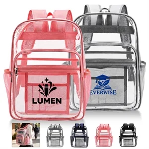 Heavy Duty Security Clear PVC Backpack W/ Mesh Pockets