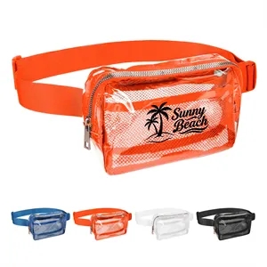 Everywhere 2 Zipper Clear PVC Cross Body Belt Bag