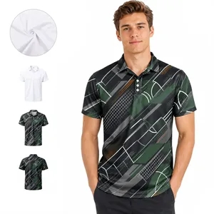 Notch Lapel Collar Short Sleeve Mens Polo Shirts W/ 3 Button