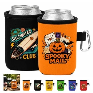 Full Color 12Oz Neoprene Can Cooler Sleeve W/ Carabiner