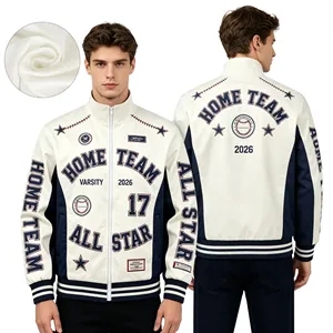 Unisex Loose Fit Stand Collar Zip Up Long Sleeve Jacket