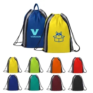 Reflective Safety Sports Drawstring Backpack W/ Handle