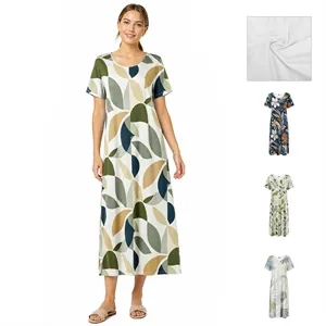 Women's Casual Summer Midi Dress Short Sleeve