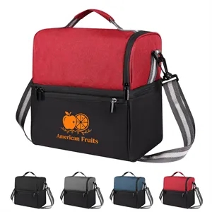 14 Can Zippered Dual Compartment Insulated Cooler Bag