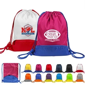Two Tone Large Sports Drawstring Backpack Bag