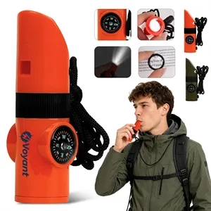 7 in 1 Multifunctional Emergency Survival Whistle W/ Lanyard